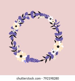 Vector flower wreath. Floral frame for greeting, invitation, wedding cards design.