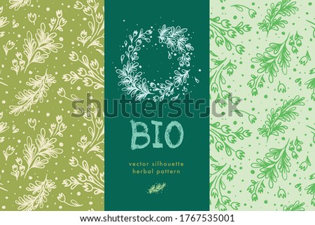 Vector flower wreath with hand drawn flowers. Natural seamless pattern for label cosmetics. Herb wreath Illustration for florist store. Floral emblem for organic sign, chaplet symbol. Tulip garland.