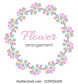 Vector flower wreath. Modern bright design. Isolated illustration. Composition for invitations, postcards, decorations.