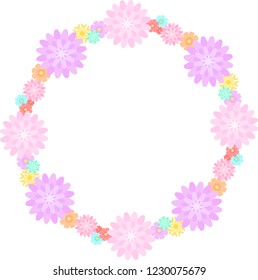 vector flower wreath in pastel shades