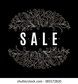 Vector flower wreath Sale. Vintage floral wreath. Decorative floral element for design of invitations, covers, notebooks and other items. Floral wreath