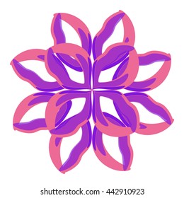 Vector flower.Circle flower in vector.Round frame with  violet flowers.