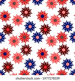 Vector - flowerhead seamless pattern, watercolor floral illustration.