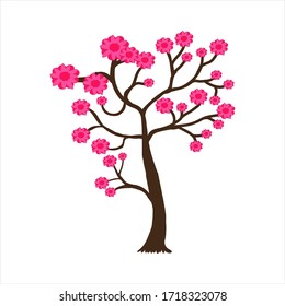 vector flowering tree on white background