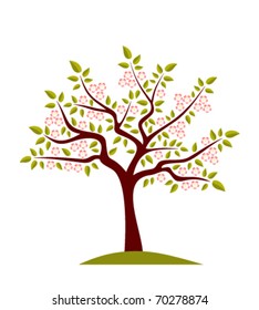 vector flowering tree on white background