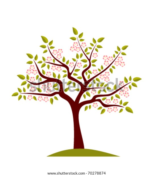 Vector Flowering Tree On White Background Stock Vector (Royalty Free