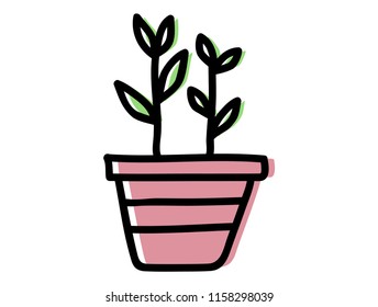 Vector of flowerpot icon. Doodle. Simple illustration. Vector illustration. EPS 10.
