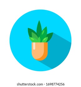 Vector flowerpot icon with flowers in a flat style, gardening, vector flowers, logo