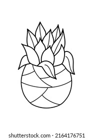 Vector Flowerpot Icon. Home Indoor Plants. Houseplants In Pots. Doodle Illustration, Clipart. Succulent Outline Icon.