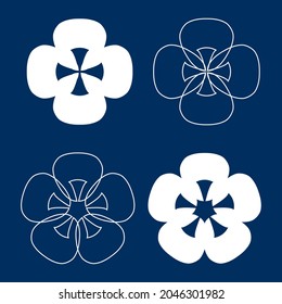 Vector flowers with 4 and 5 petals