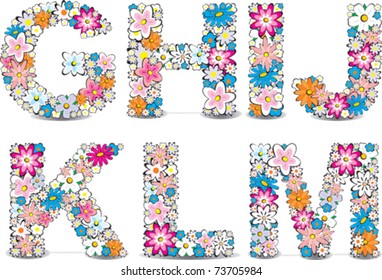 Vector flowers alphabet