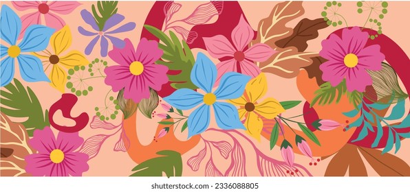 vector flowers background design . vector floral background design . abstract floral pattern 