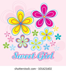 Vector flowers background / Sweet Girl