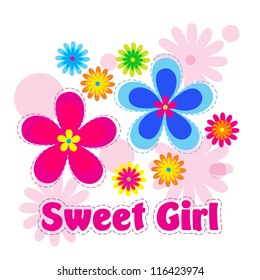 Vector flowers background / Sweet Girl