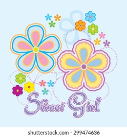 Vector flowers background / Sweet Girl
