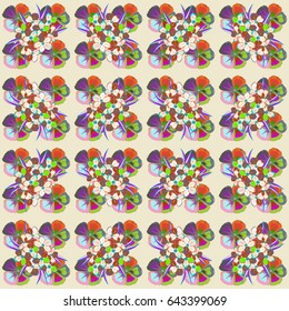 A lot of vector flowers in blue and green colors. Hand-drawn seamless pattern. Beautiful ditsy floral seamless background.