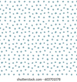 A lot of vector flowers in blue and neutral colors on a white backdrop. Hand-drawn seamless pattern. Beautiful ditsy floral seamless background.