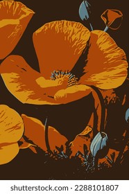 vector flowers with bright and dark green colors with reference to reality