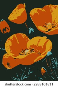 vector flowers with bright and dark green colors with reference to reality