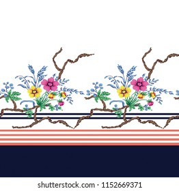 vector flowers bunches border pattern
