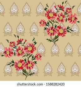 vector flowers bunches with seamless background