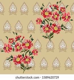 vector flowers bunches with seamless background