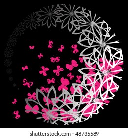 vector of flowers and butterflies