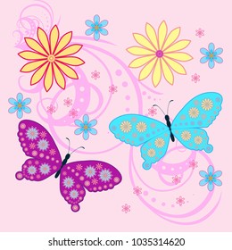 Vector Flowers Butterfly Stock Vector (Royalty Free) 1035314620 ...