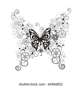 Vector flowers butterfly