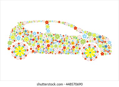 Vector flowers car.