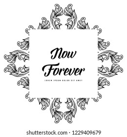 Vector flowers for card with now forever text