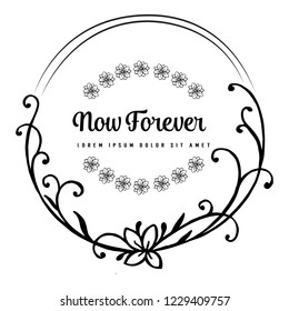 Vector flowers for card with now forever text