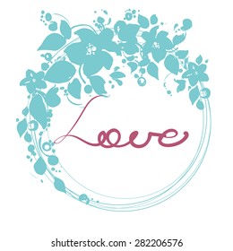 vector flowers circle frame. Greeting card with flowers, can be used as invitation card for wedding, birthday and other holiday and summer background. Vector illustration.