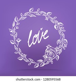 Vector flowers circle frame. Wedding invitation cards with floral elements. Floral frame and place for your text. Use for invitations, announcement cards. Vector illustration. - Vector