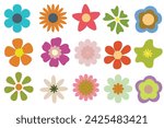 Vector flowers clipart bundle set
