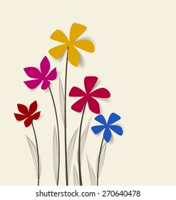 Vector flowers with colors petals on a bright  background