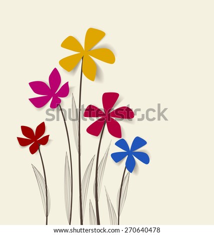 Vector flowers with colors petals on a bright  background