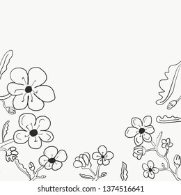 Vector flowers. Copy space. Place for text