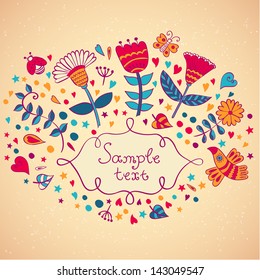 Vector  flowers design template card