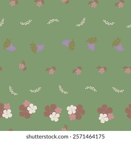 Vector Flowers in Earthy Tones Seamless Pattern. Mocha Mousse flowers repeat pattern