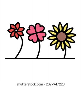 Vector Flowers Filled Outline Icon Design
