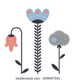 Vector flowers in a flat style. Isolated elements.