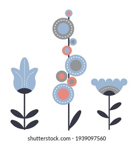 Vector flowers in a flat style. Isolated elements.
