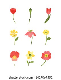 Vector flowers. Forest and garden flower illustration.Set of flowers are isolated on white background. Graphic elements for your design: summer, spring, autumn, party, holiday, birthday, anniversary. 