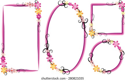 vector flowers with frame