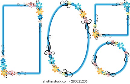 vector flowers with frame