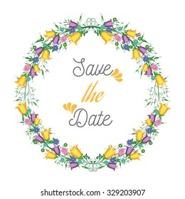 Vector flowers frame. Colorful floral collection with leaves and flowers. Summer design for invitation, wedding or greeting cards. Floral wreath for your own combinations