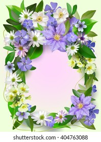  Vector flowers, frame of flowers for design of cards, brochures, banners, flyers