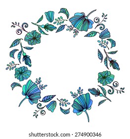 Vector flowers frame. Design for invitation, wedding or greeting cards.