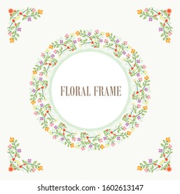 Vector flowers frame set with Beautiful wreath. Elegant floral collection, suitable for invitation, wedding, greeting cards etc.